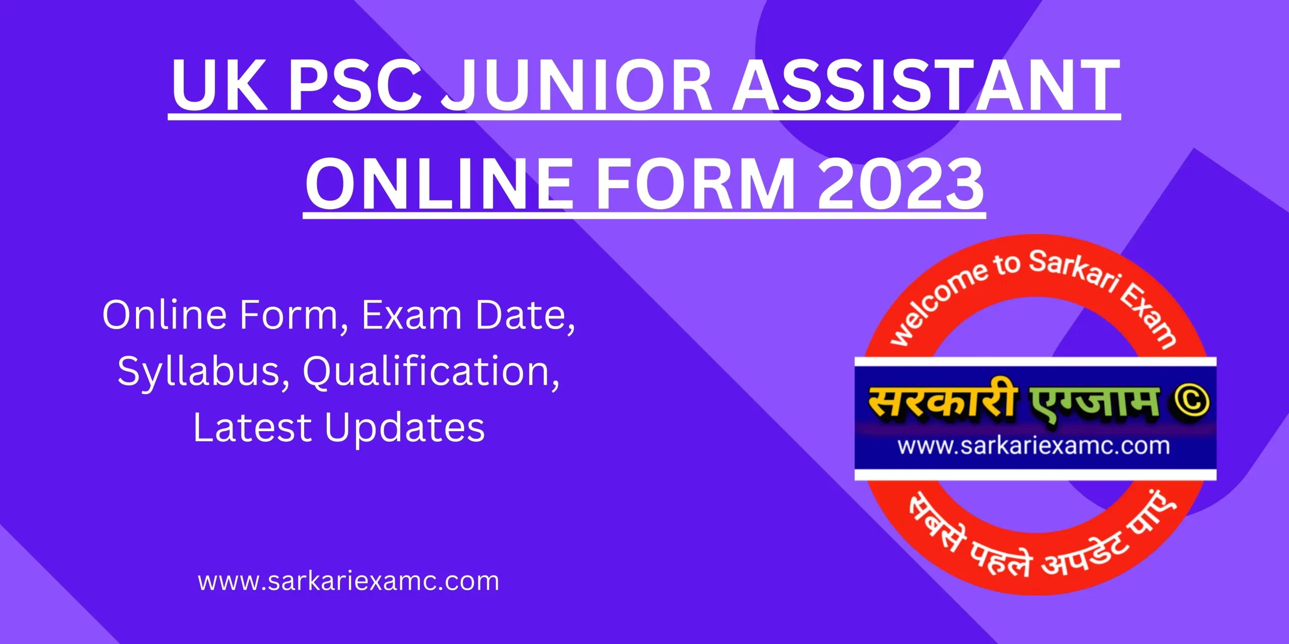 UKPSC Junior Assistant Online Form 2023