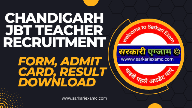 Chandigarh JBT Teacher Online Form 2023