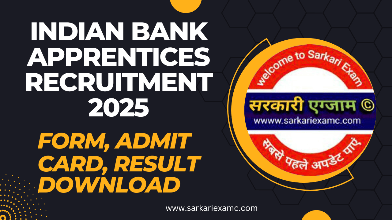 Indian Bank Apprentices Recruitment Online Form 2025